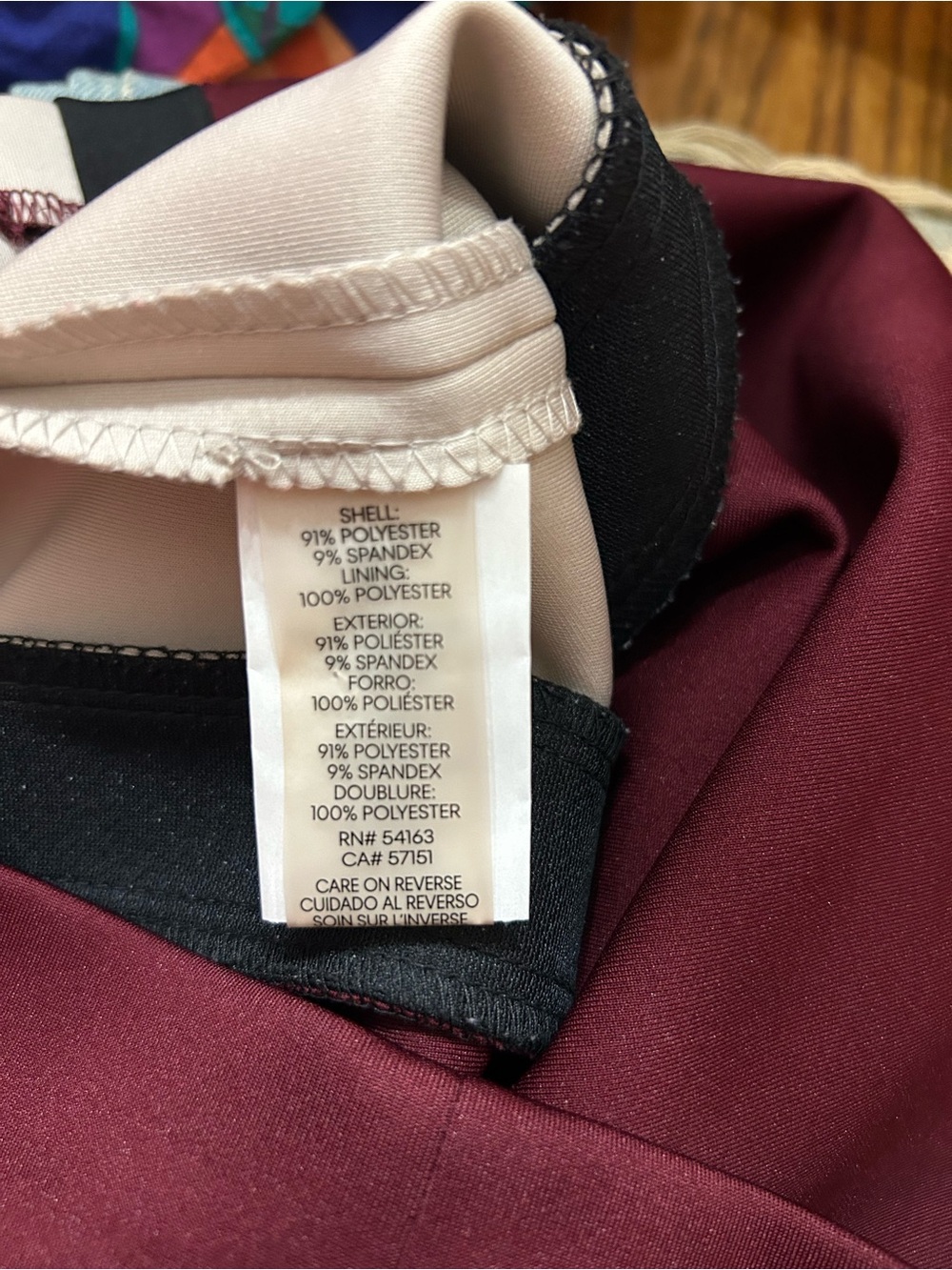 Calvin Klein Ivory, Black and Burgundy Colorblock Midi Sheath Dress Size 4 - Picture 5 of 5